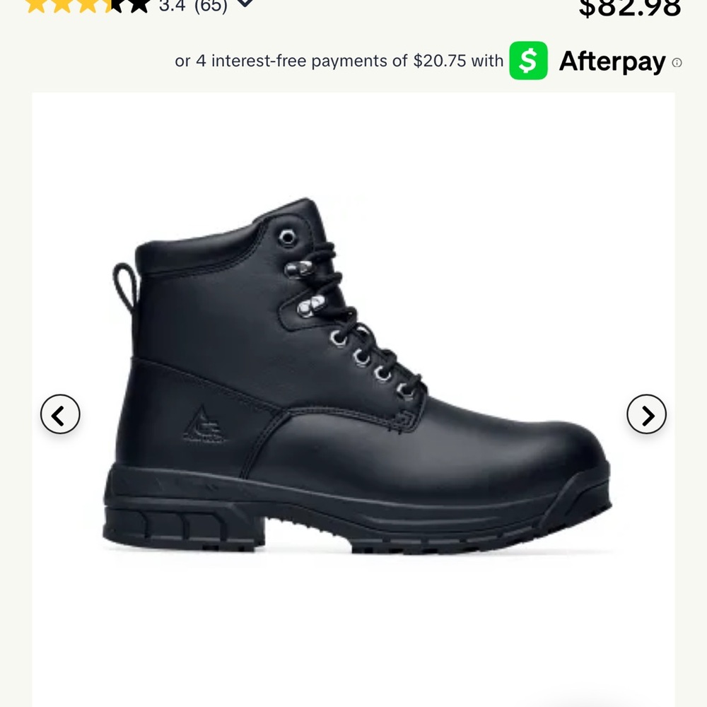 Ace Works Boots Steel Toe Men's Black Lace-Up with Padded Collar